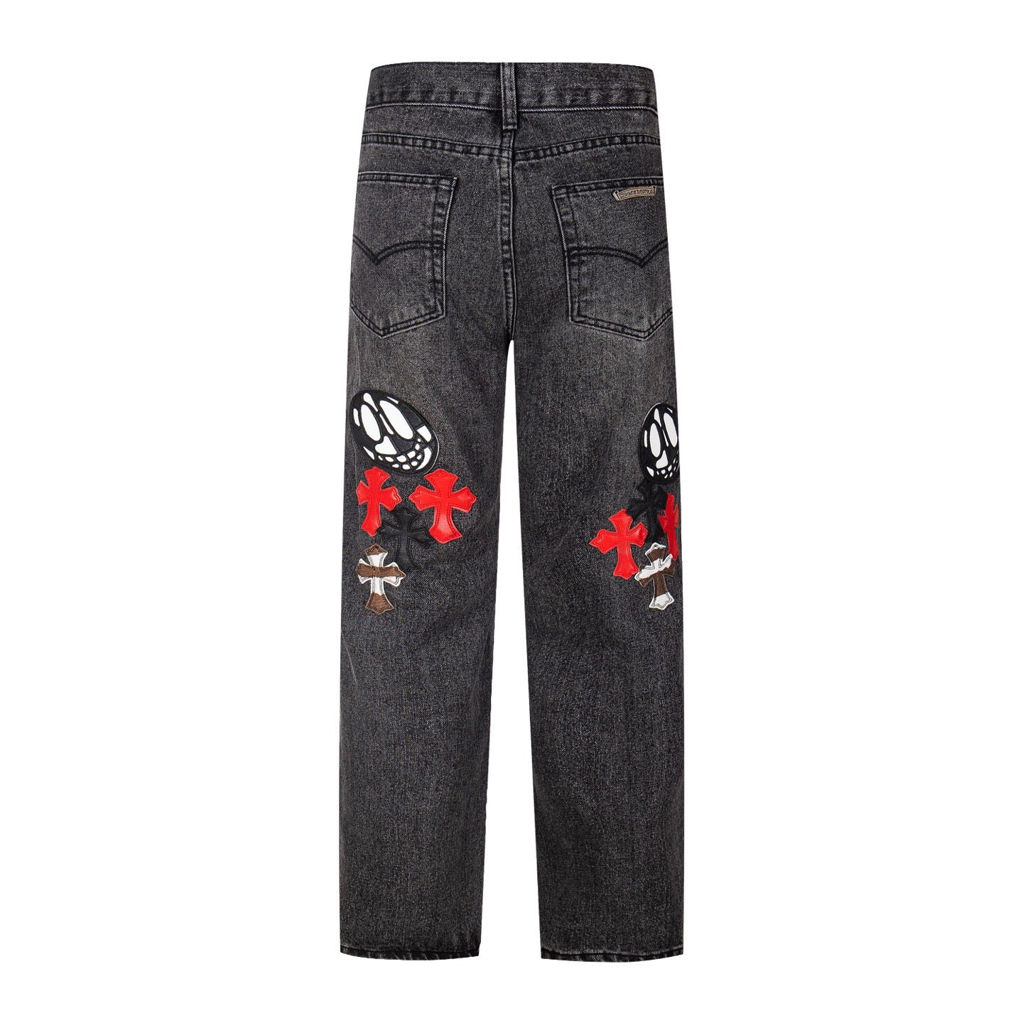 Chrome Hearts Multi Cross Patch Denim Jeans - Grey Gothic Street Pants